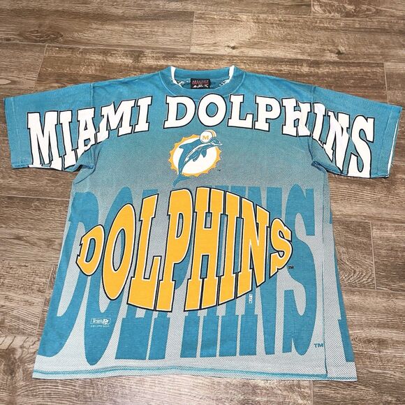 Vintage 90s 1994 Miami Dolphins AOP Banned Logo Large USA  Magic Johnson - Picture 2 of 16